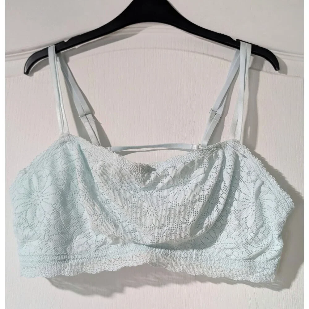 NEW Aerie | Anytime Lace Strappy Bralette In Light Turquoise - Picture 2 of 8